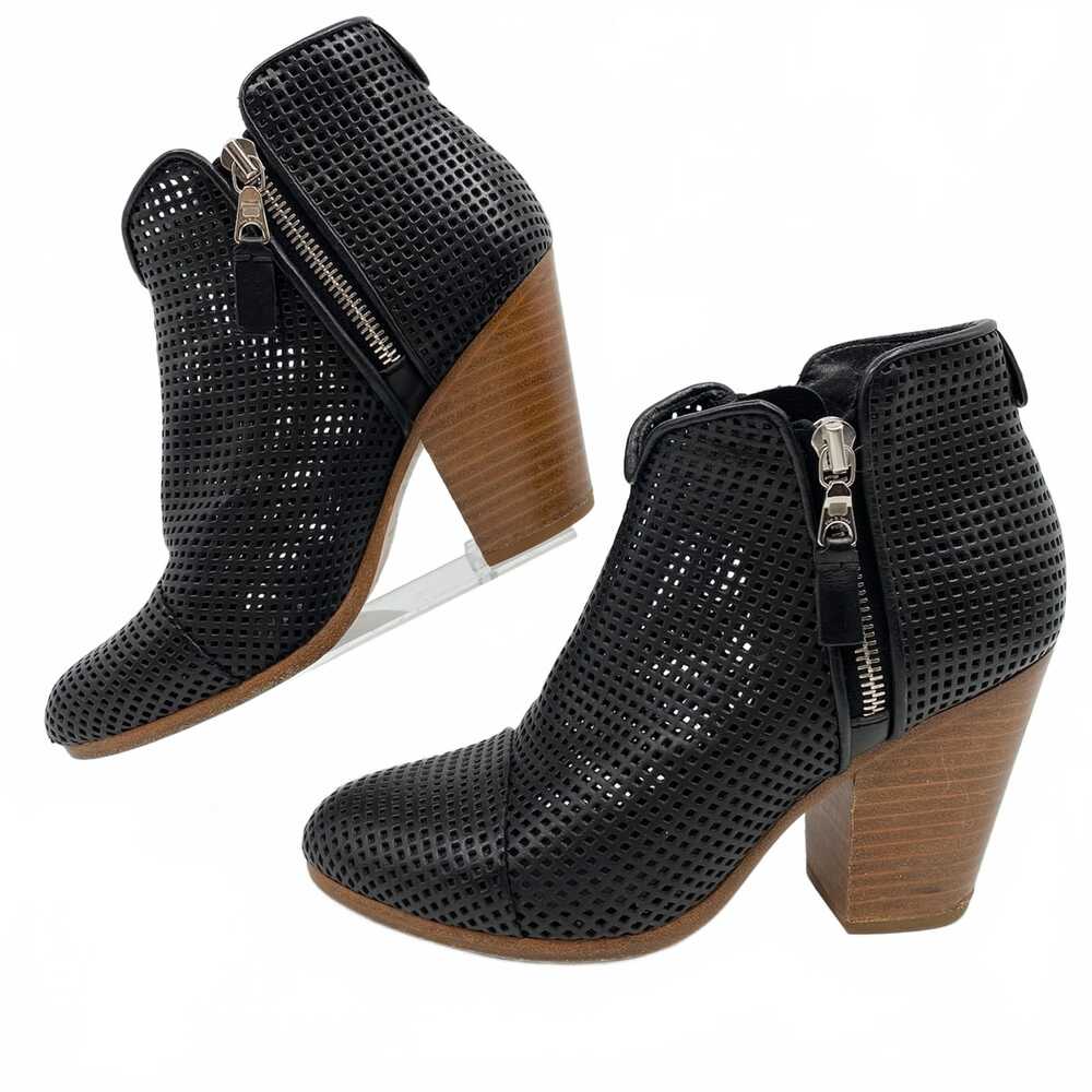 Rag & Bone Black Leather Perforated Heeled Ankle Boots | EU 36 - Picture 9 of 9